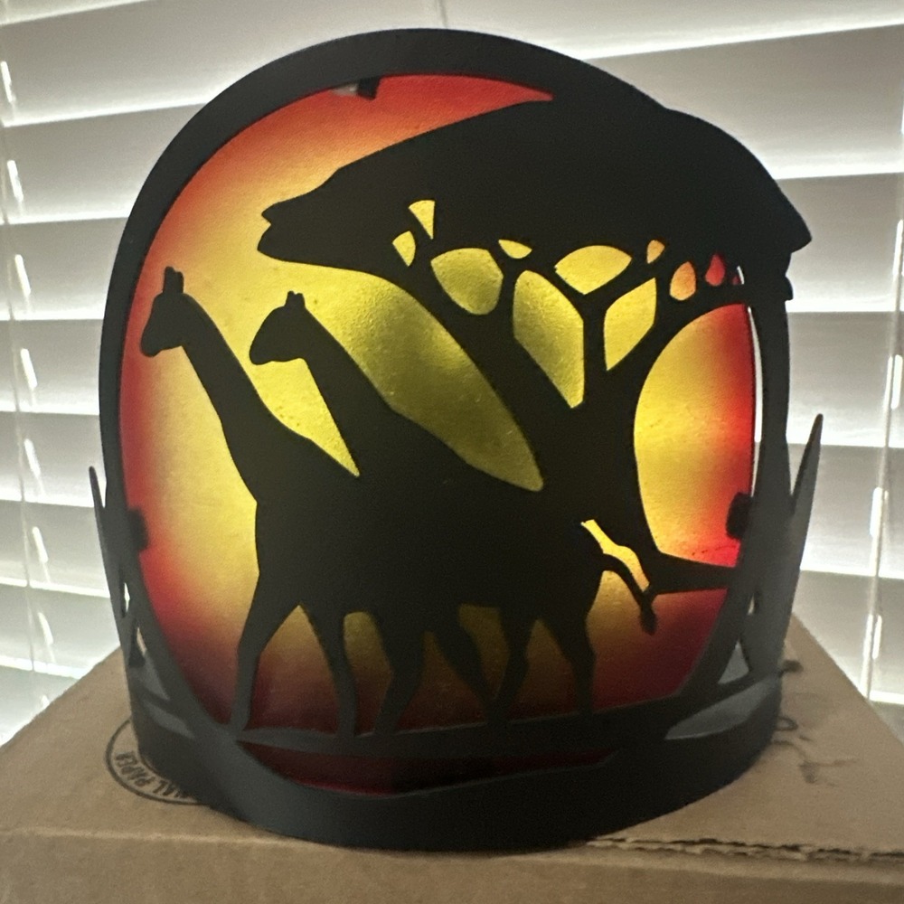 partylite‎ candle holder retired Giraffes Jungle Black Orange Yellow
